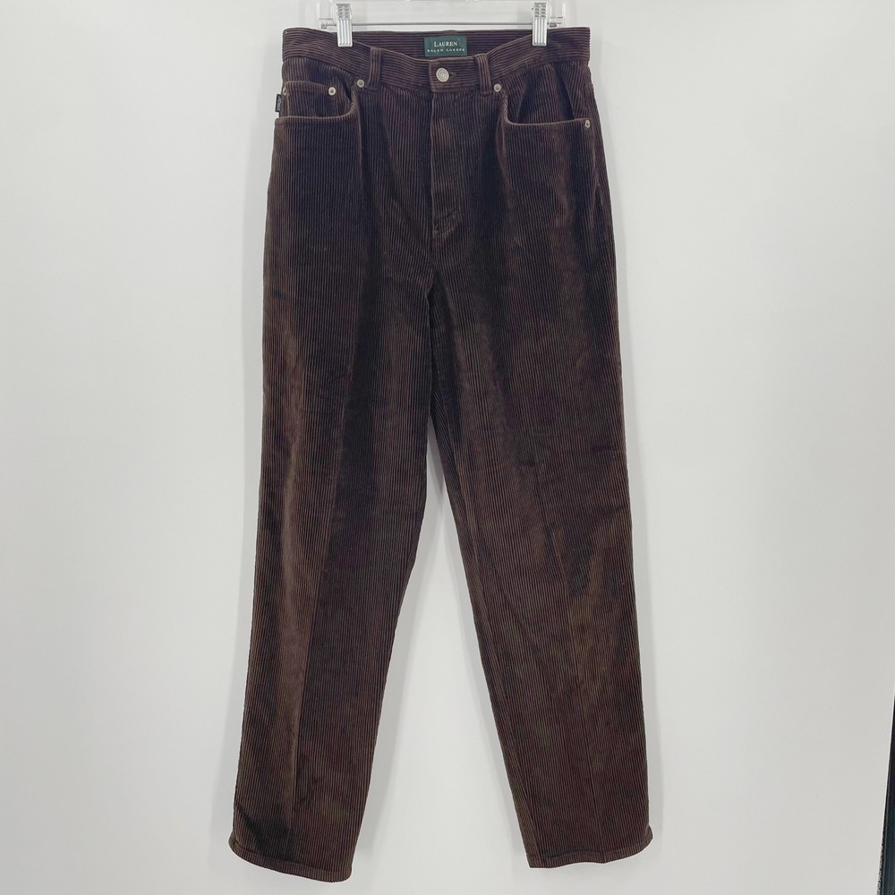 VTG Lauren Ralph Lauren Brown Corduroy Pants Womens Size 10 High Rise Straight